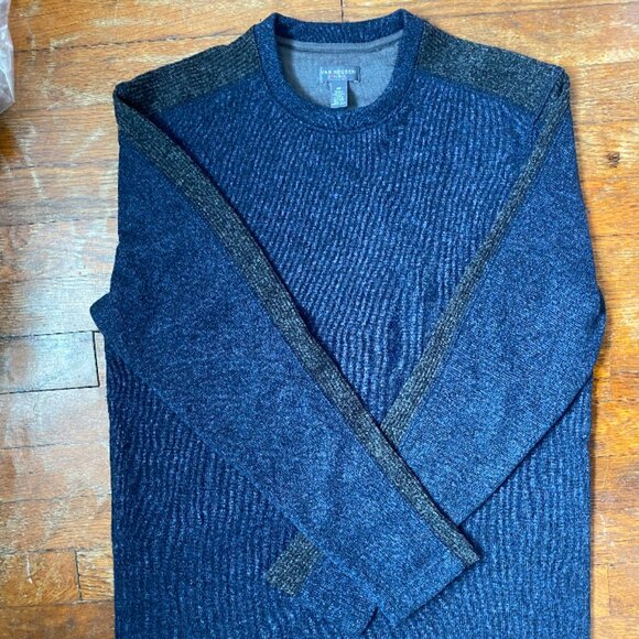 Van Heusen Small Navy Grey Knit Sweater Long Sleeve Fleece Hiking Outdoor Winter - Picture 5 of 10